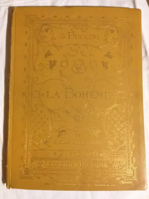 La Boheme, Puccini, Ricordi, antico.Spartito.Opera completa per pianoforte solo.