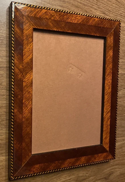 Vintage Lux Bond & Green Wood Picture Photo Frame w/ Stand 9 1/4” x 7 1/4” BR4