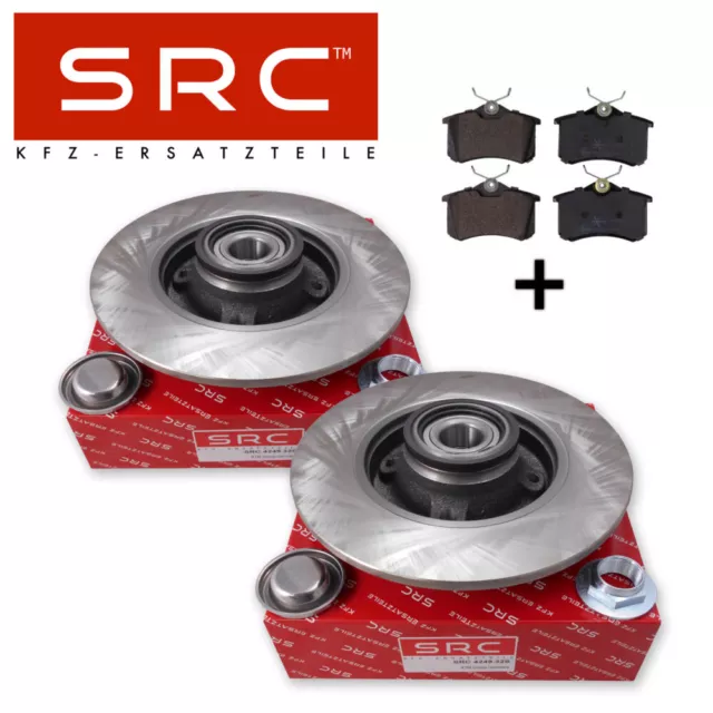 2x SRC BREMSSCHEIBEN BREMSBELÄGE FÜR PEUGEOT 207 CITROEN C4 ABS RADLAGER HINTEN