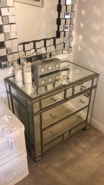 Custom Made Vintage Large Venetian Mirrored Chest of Drawers Bedroom