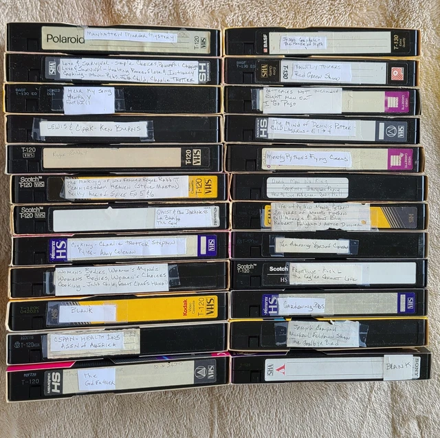 LOT OF 24 PreRecorded VHS Tapes T160 and T120 Sold As Used Blanks TT24