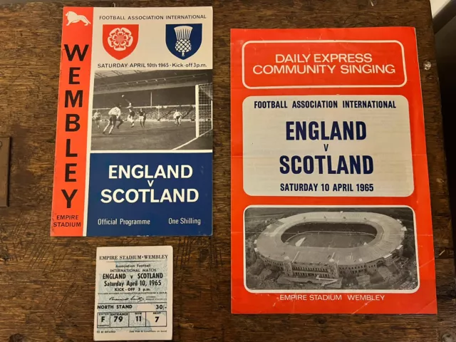 1965 JACK CHARLTON DEBUT England vs Scotland Programme Ticket & Song Sheet