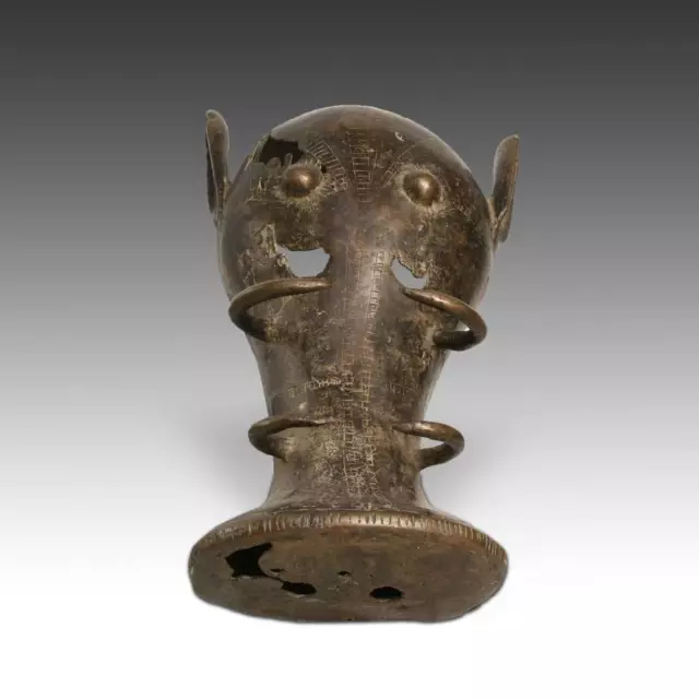 African Boar's Head Mask Cast Bronze Based Igbo Nigeria West Africa 20Th C.