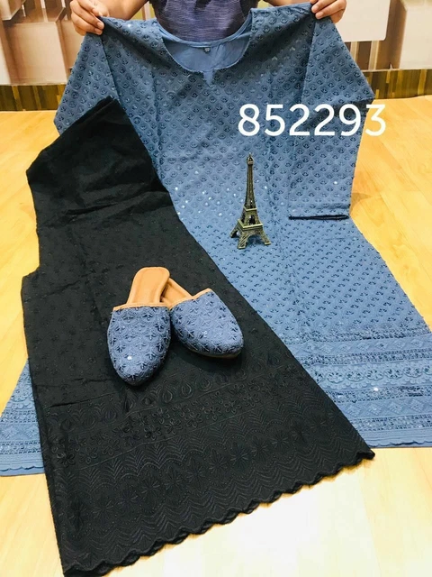 Eid Indiano Etnico Suit Designer Salwar Kameez Pakistano Palazzo Gray Kurta Set