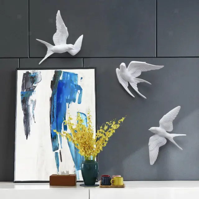 Kunstharz Vögel, Wanddekoration, Schwalben, kreativer Spatz, 3D Wandskulpturen