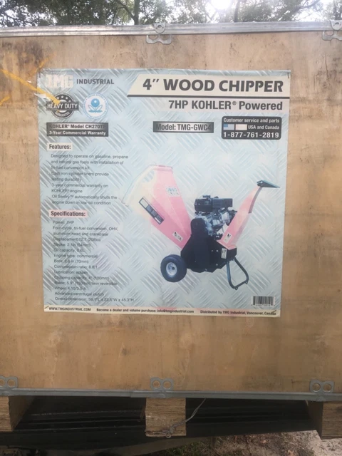 TMG GWC-4 Wood Chipper 7HP Kohler