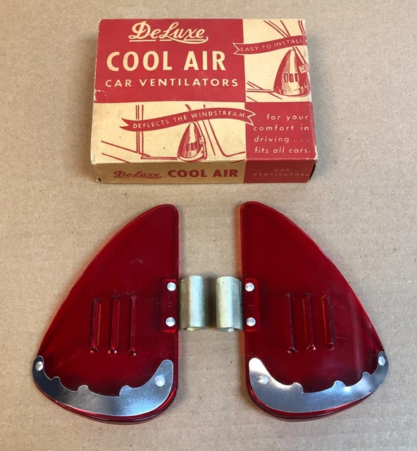 Vintage NOS Deluxe Cool Air Red Car Ventilators