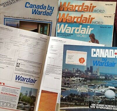 6  x  WARDAIR AIRLINES Travel Information Magazines etc    Canada  1979/80  RARE