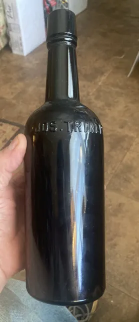Vintage Whiskey Bottle JOS. TRINER CHICAGO  Dark Amber Extra-Clean