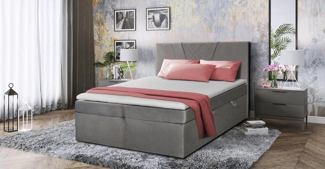 DOPPELBETT POLSTER BETT Grau 180x200 Betten Luxus Design Möbel ...