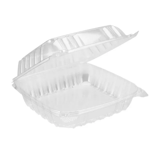 DART [100 Pack] 8" Containers Clear Hinged Plastic Food Take Out To-Go/Clamshell