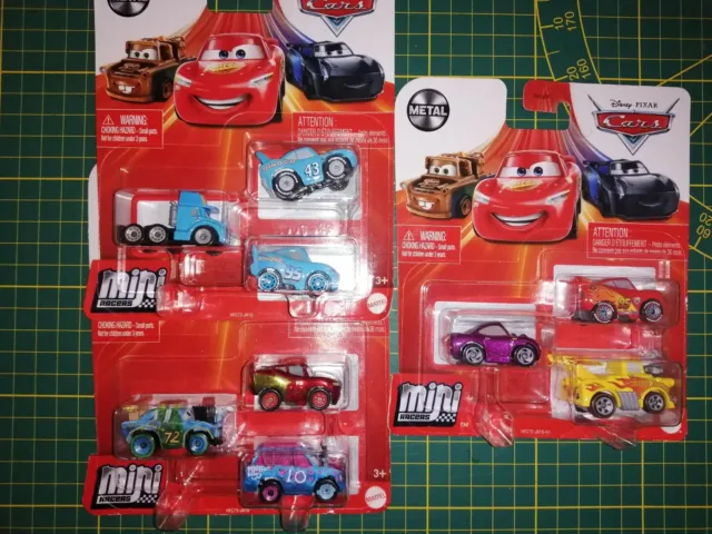 Lot 9 mini voitures cars racer Disney Pixar Mattel en metal neuf en coffret
