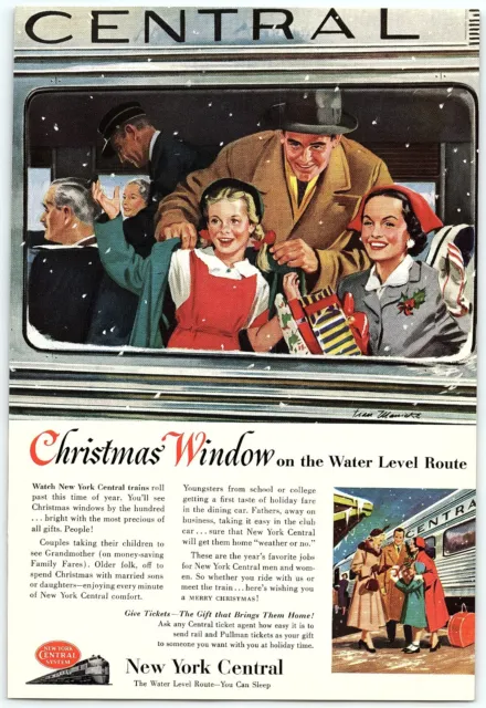 1940s NEW NEW YORK CENTRAL RAILROAD CHRISTMAS WINDOW FULL PAGE PRINT AD Z4341