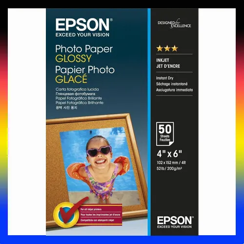 Epson Genuine S042547 4x6 Glossy Photo Paper (50 Sheets) 200GSM 102mmx152mm