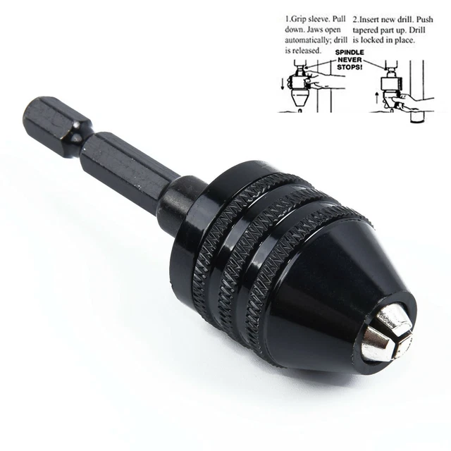 1/4 Keyless 0.3~8mm Mini Drill Bit Chuck Hex Shank Adapter Quick Change Tools