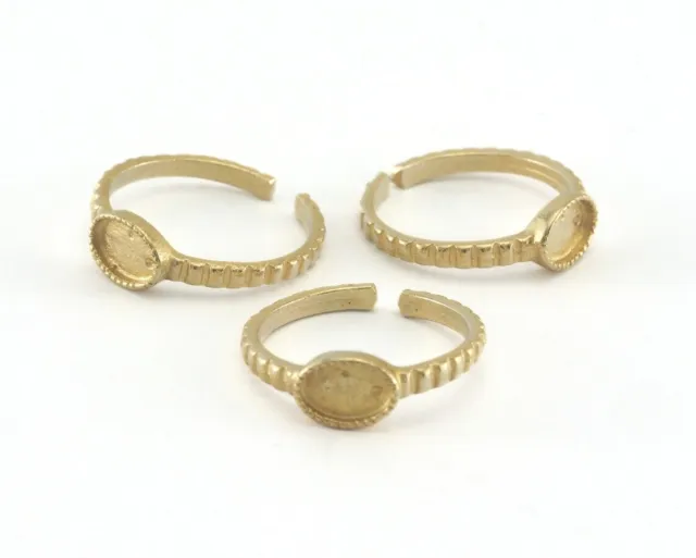 Ring Adjustable ring raw brass with 5x7mm base setting 7-9US 3958