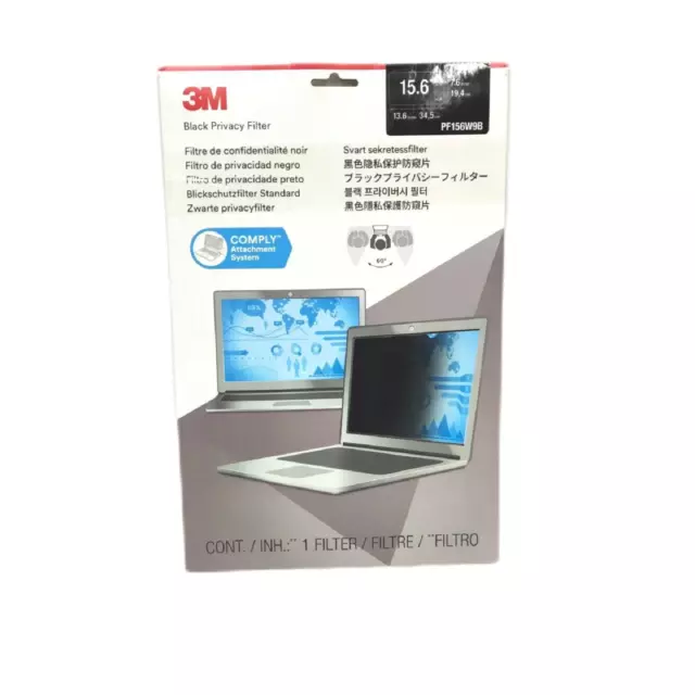 3M Datenschutzfilter PF15.6W 15,6 Zoll 16:9 Laptop Sichtschutz Displayschutz
