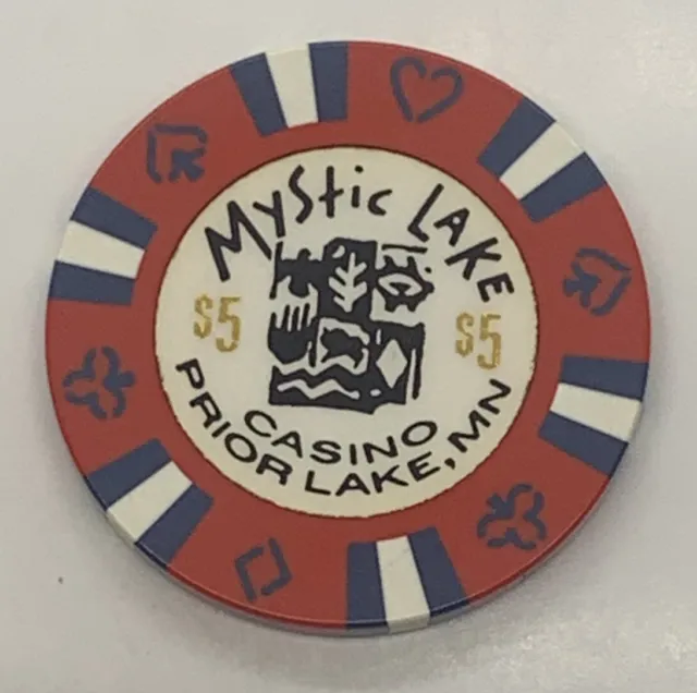 $5 Casino Chip - Mystic Lake Casino - Prior Lake, MN - White Inlay