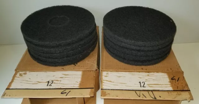 (2 Cases of 5) (10 Pads) - BLACK 12"  x 3/4 " Stripping Floor Pads