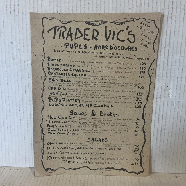 Traders Lounge Invermere Menu MENU DÉPLIANT VINTAGE Du Restaurant Lounge Tiki Trader Vic's EUR 39,35 ...