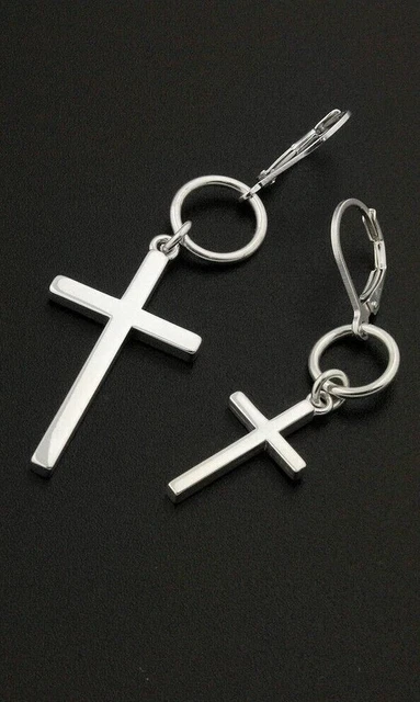 George Michael Cross Earring Sterling Silver Unisex earring Hoop ONE PIECE