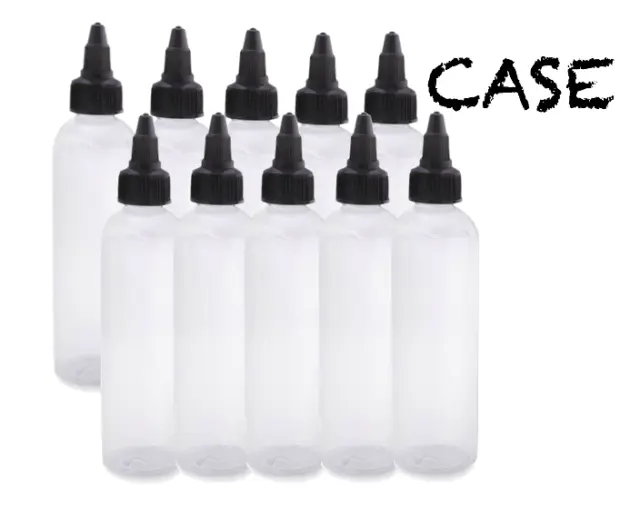 4 oz Empty Clear Plastic Ink Bottle - w Twist Top Cup Tattoo Supplies