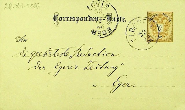 Österreich Tschechisch 1886 2kr Postal Karte Von Elbogen Sich Eger
