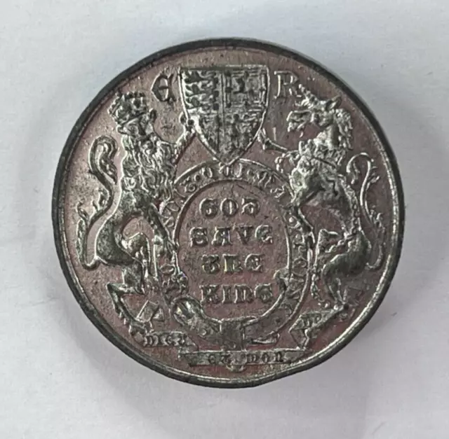 1901 King Edward VII Coronation Medallion Soft White Metal 37 mm diameter 2