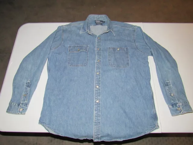 Polo Ralph Lauren Men's Blue Denim Jean Button Dungaree Workshirt Shirt Size XL