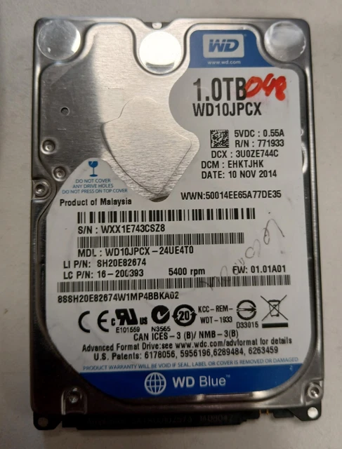 Disque Dur Toshiba MQ01ABD100 1 To - 2,5 Pouces - Pour Portable - Testé Fonctionnel D9