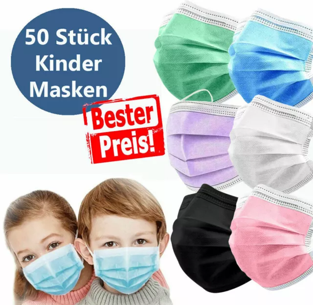 50Pc Disposable Child Kids Face Masks Children's Surgical Mask*Protective3Layer
