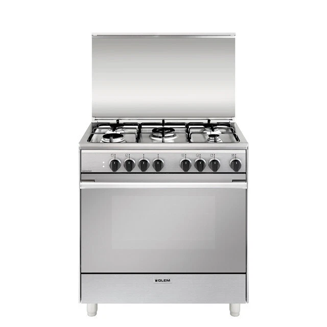GLEM GAS U855MI6 CUCINA INOX80X50cm CLASSE A 5 FUOCHI FORNO ELETTRICO 6FUNZIONI