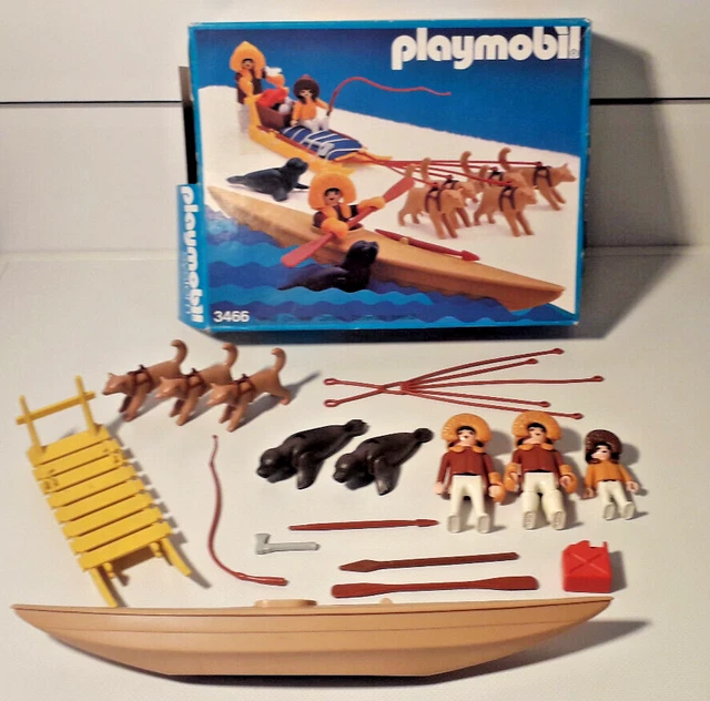 PLAYMOBIL  ESQUIMAUX 3466 COMPLET EN BOITE DEFRAICHIE