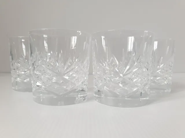 4 x Lovely Crystal Whiskey Tumbler Glasses High Quality Set