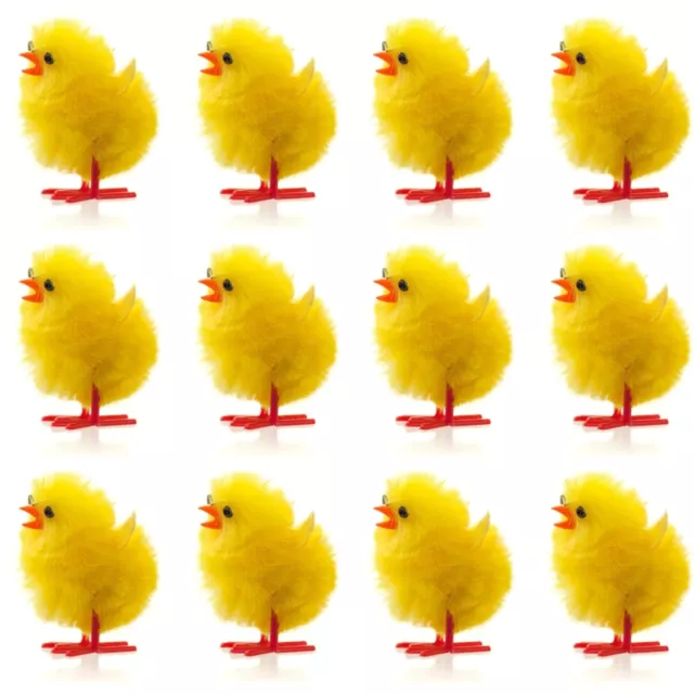 12pc Yellow Easter Mini Chenille Chicks Kids Cute Decoration Bonnet Arts & Craft