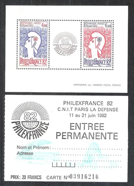 Frankreich Block 6 1982 postfrisch Briefmarkenausstellung mit Eintrittskarte-Z60