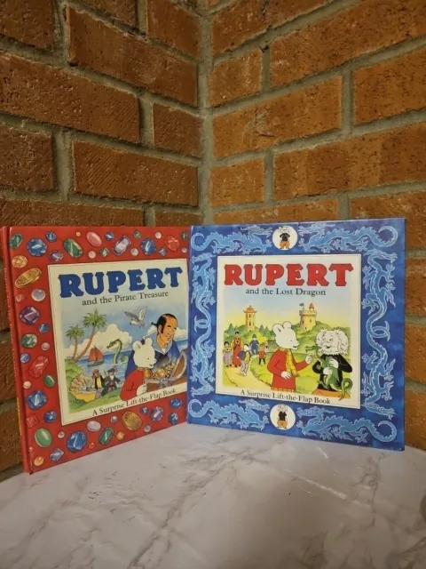 Rupert Bear * 2 x Rupert Lift-the-Flap Children's Books * Hardback  1991
