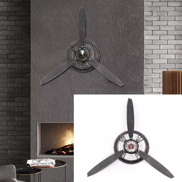 Airplane Propeller Wall Clock Industrial Vintage Steampunk Cafe Bar Wall Decor