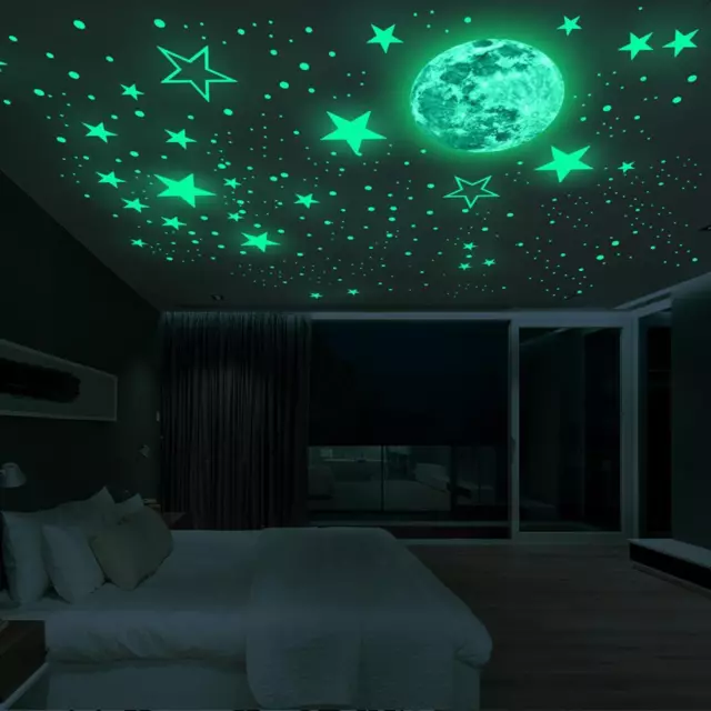 Moon Dot Wall Stickers Kids Room Bedroom Ceiling Home Decoration Fluorescent