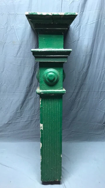 Vintage Shabby Green Fluted Bullseyes Porch Post 6x42 Old Chic Garden 1209-22B