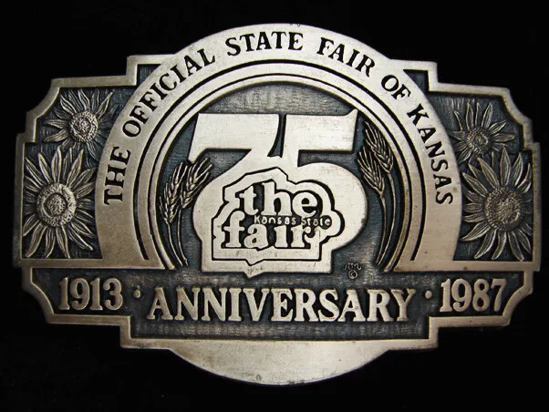 Pk05132 *Nos* Vintage 1987 *Kansas State Fair* Commemorative Solid Brass Buckle