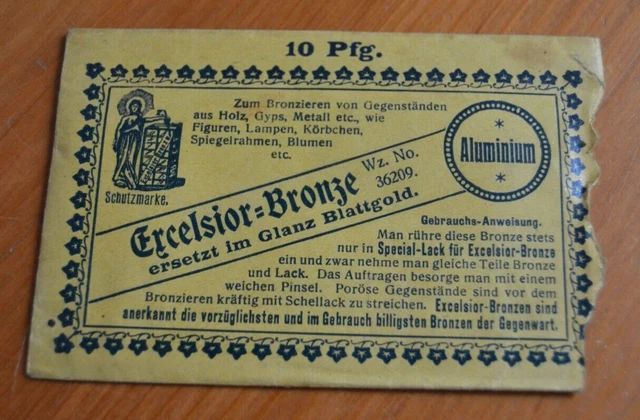 Original Tüte Excelsior-Bronze 'Aluminium' ersetzt Blattgold mit Inhalt um 1900