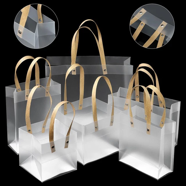 with Handles Supplies Gift Wrapping Package Translucent Tote Frosted PP Bags