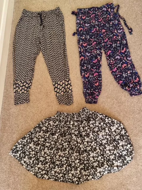 Girls age 6-7 Clothes Bundle floral skirt & summer trousers 3 items Next Primark