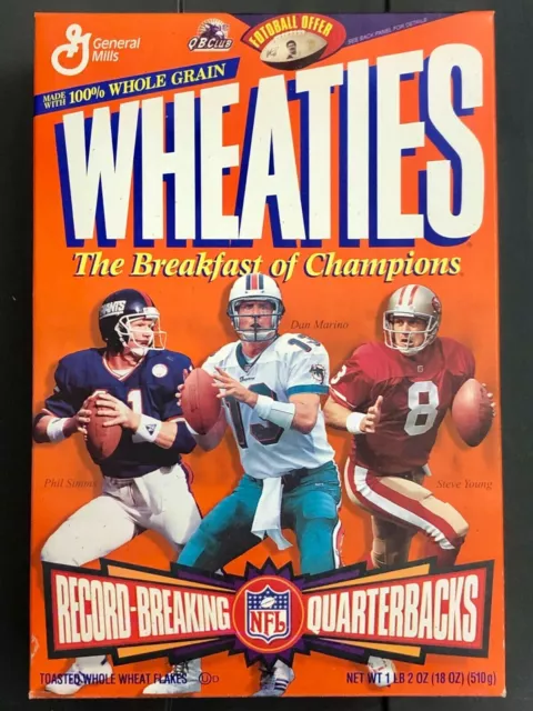 Wheaties  Cereal  Box,  Football, SIMMS / MARINO / YOUNG  full sealed  18 oz box