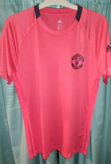 Manchester United Adidas Training Medium Shirt - Fluo Red/ Orange - BNWT