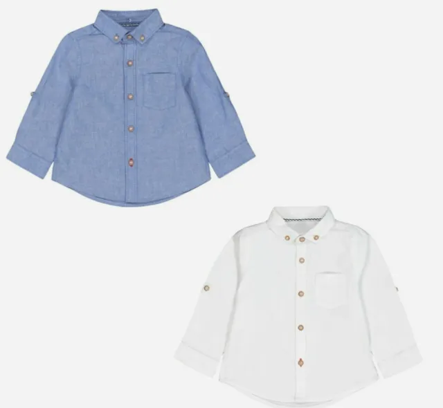 Brandneu mit Etikett Mothercare Jungen Baby blau Denim weiß smart trendy Oxford Chino Shirt Top