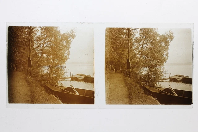 Bretagne Bord de l'eau France Photo Stereo 10n24 Plaque verre Vintage c1930
