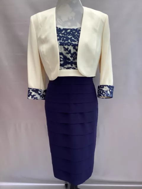 Gorgeous Condici Navy & Yellow Sequin Floral Mother Of The Bride Outfit Size 14