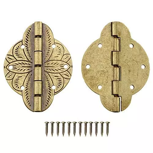 2PCS Antique Brass Small Hinges Furniture Cabinet Drawer Door Jewelry Box Gift